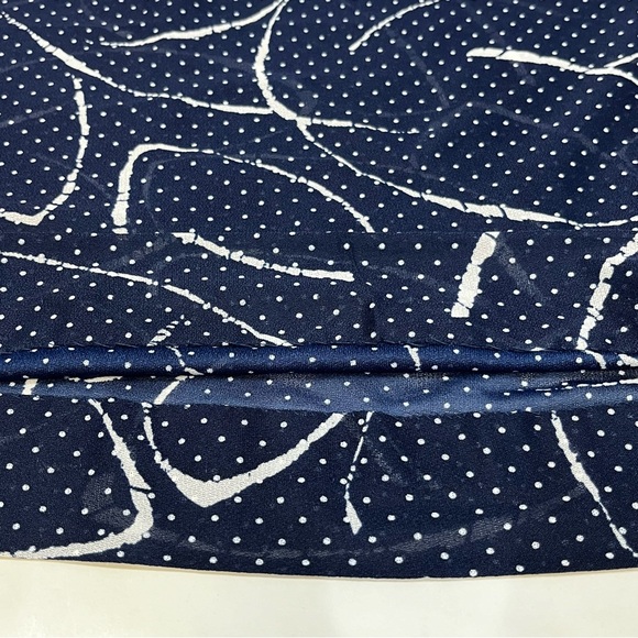 Vintage 70s Lynn Davis Sheer Blue White Polka Dot Dress With Tie Union Tag Sz 12 - Picture 9 of 16